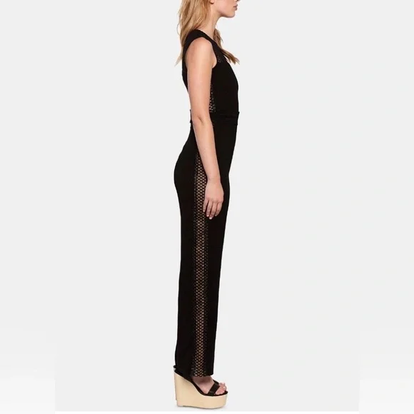 NWT Bardot Black Mesh and Crochet Detail Jumpsuit